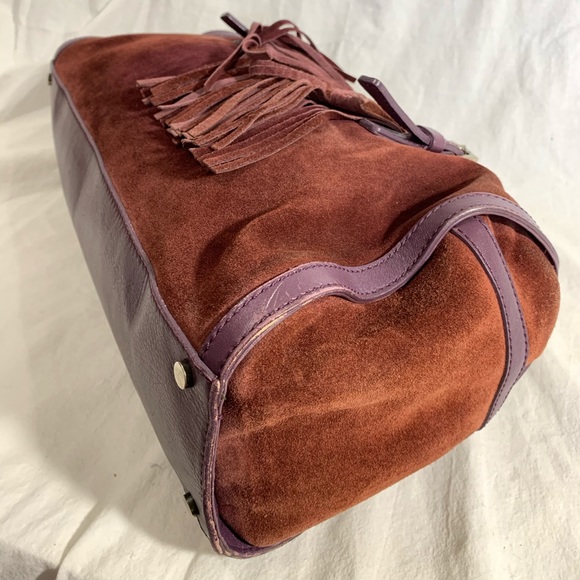 BURBERRY Purple Suede Fringed Barrel Tassel - Picture 8 of 14